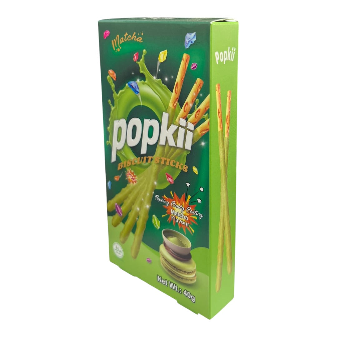 Popkii Biscuit Sticks Matcha Popping Candy (40g)