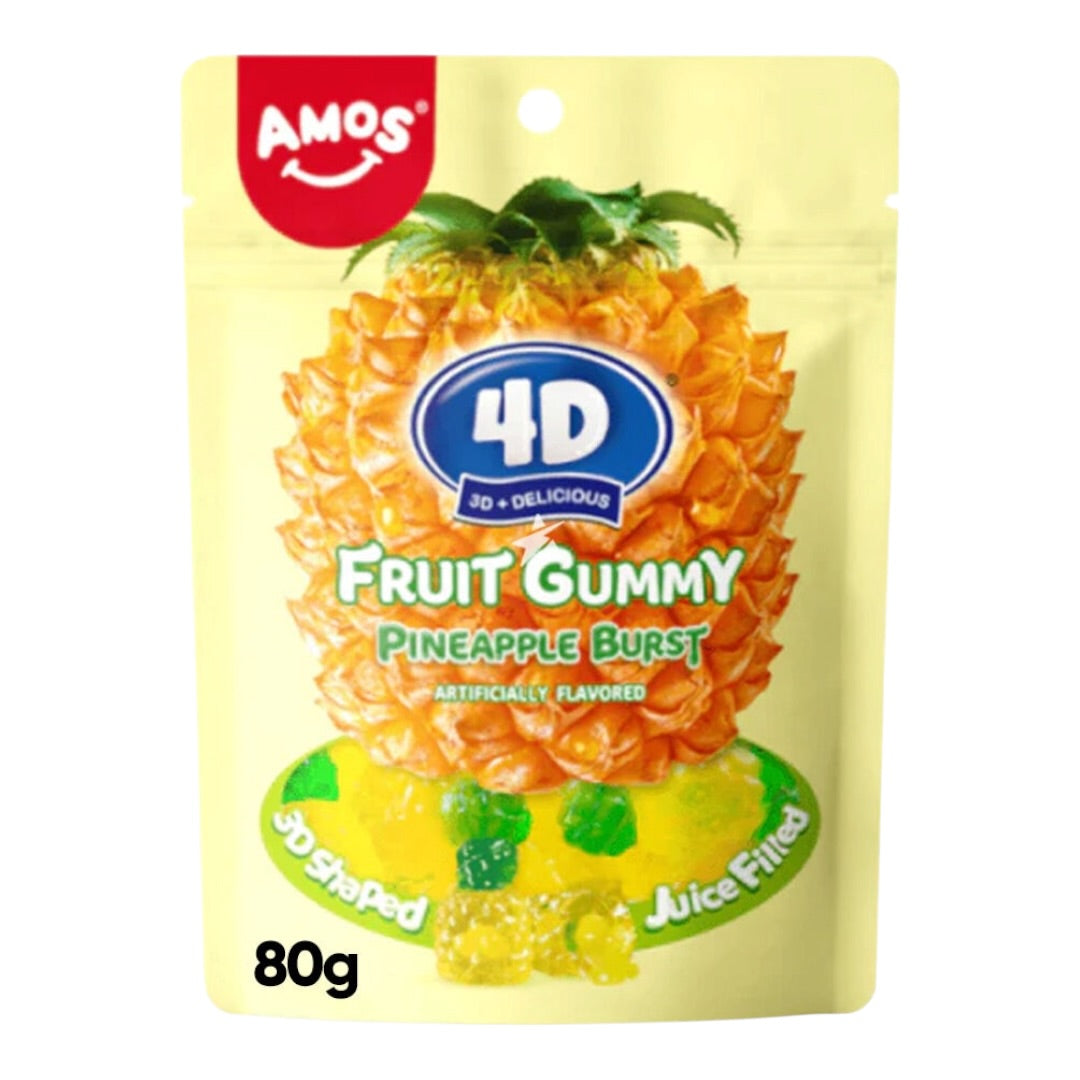 Amos 4D Fruit Gummy Pineapple Burst Juice Filled 80g