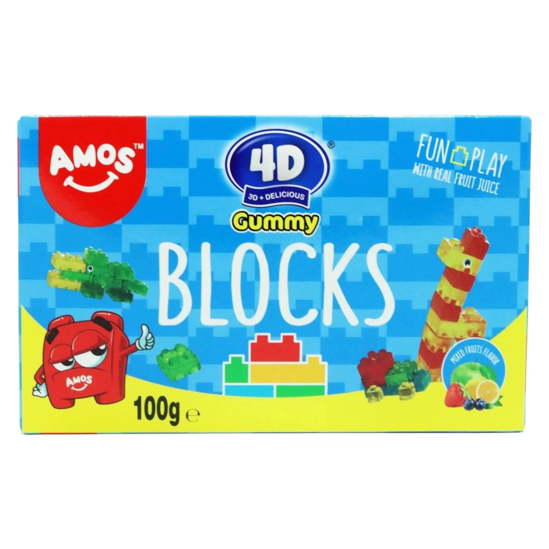 Amos 4D Gummy Blocks Mixed Fruits 100g