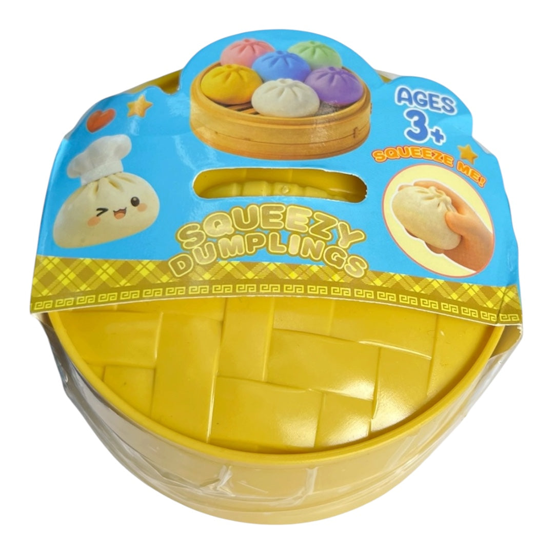 Squeezy Dumplings Squishy Toy in Steamer Basket