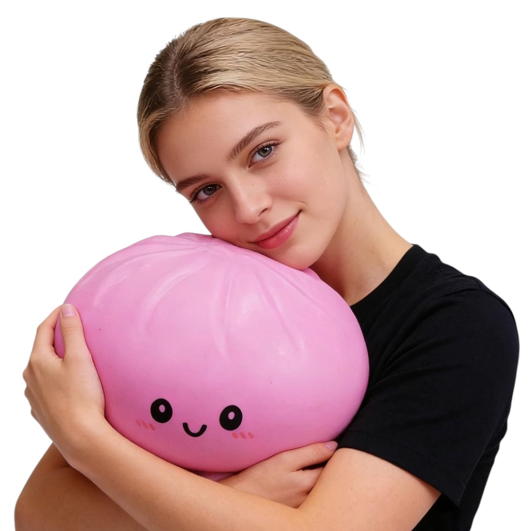 Giant Dumpling Squishy Toy – Jumbo 25cm in Steamer Basket