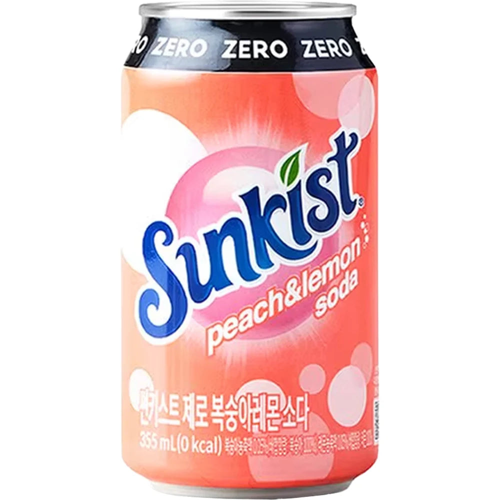Sunkist Zero Peach Lemon Soda (Korea) 355ml
