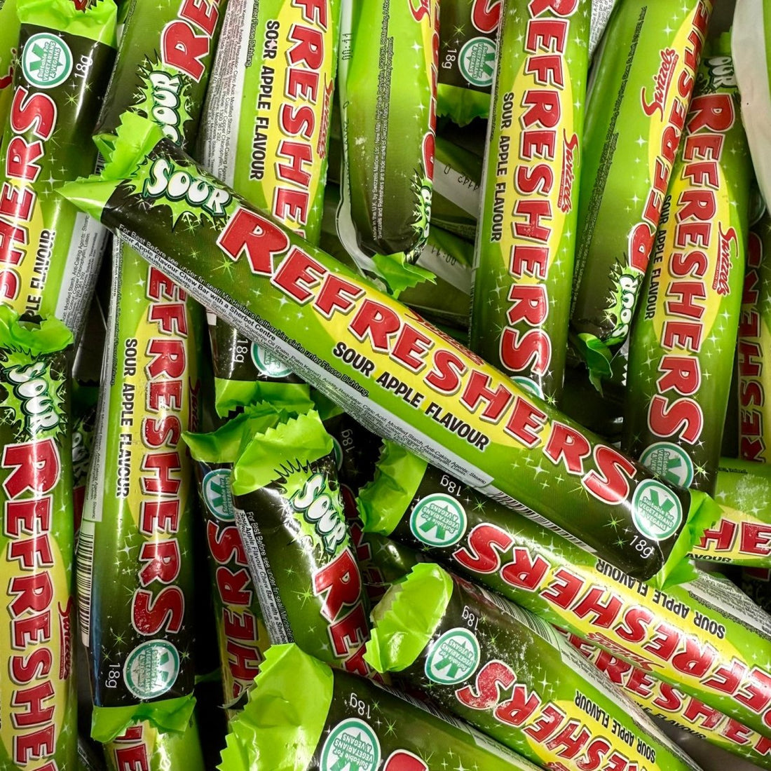Freeze Dried Sour Apple Refreshers Chew Bar 3 Bars