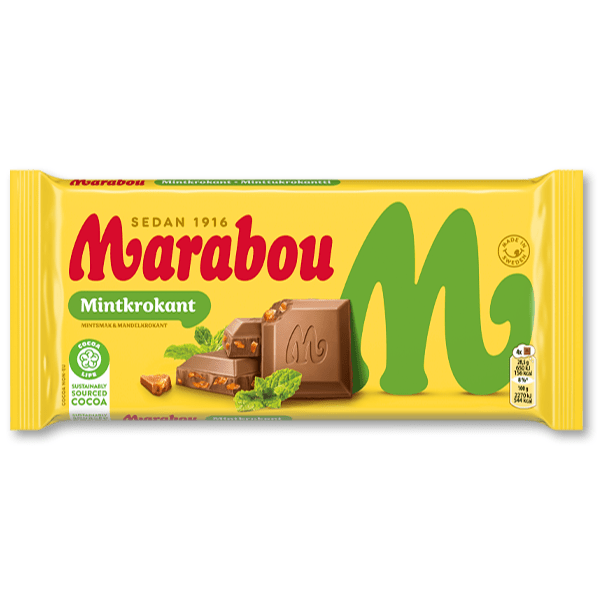 Marabou Crispy Mint Chocolate Block (Sweden) 160g