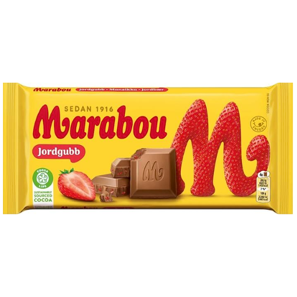 Marabou Strawberry Chocolate Bar (Sweden) 185g