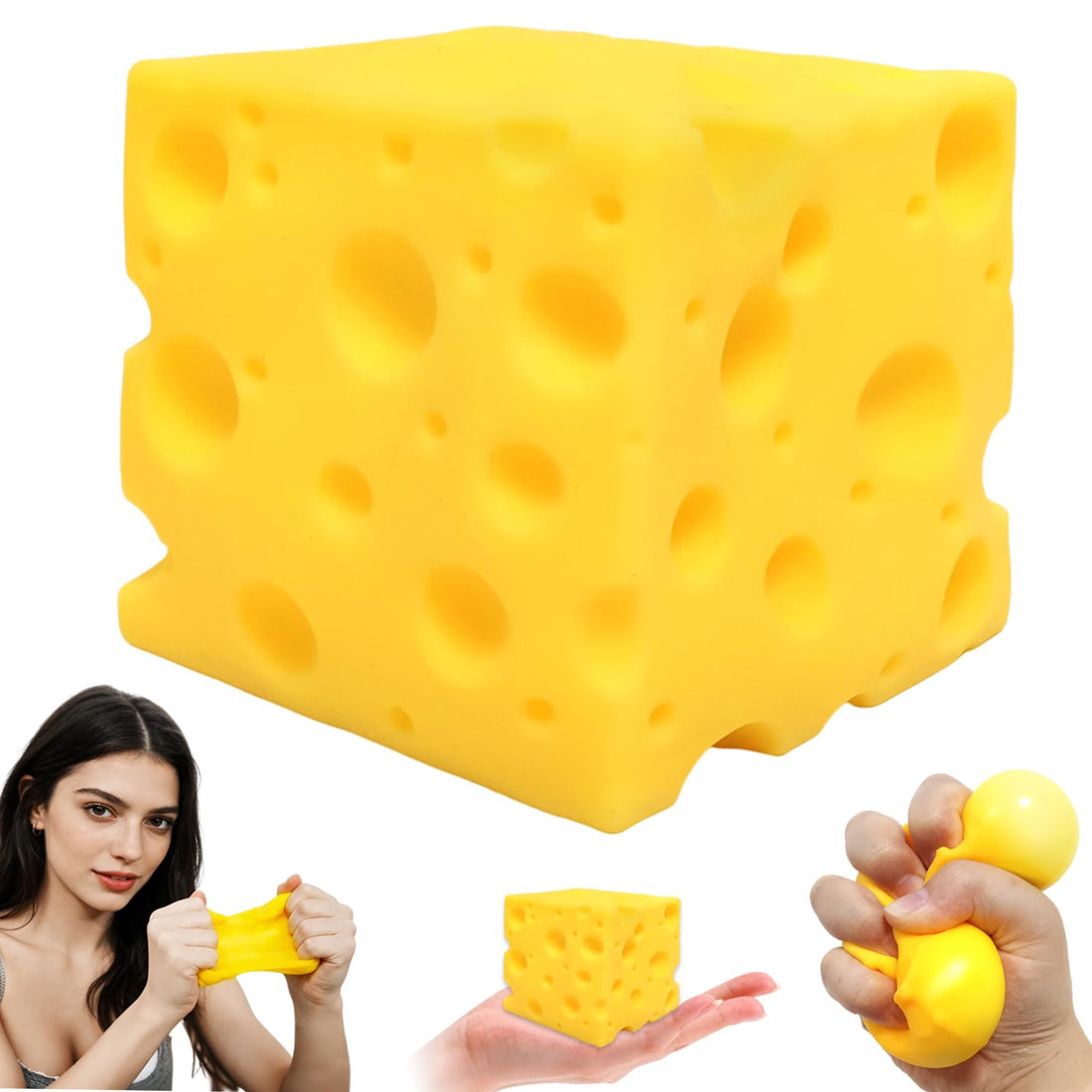 Cheese Squishy Toy - squeeze toy shaped like a cheese block