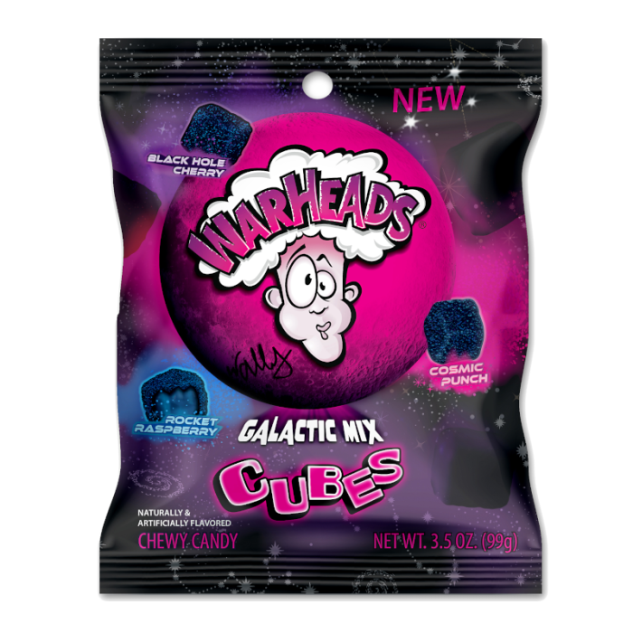 Warheads Galactic Cubes Bag 99 g – Cosmic USA Sour Candy Mix