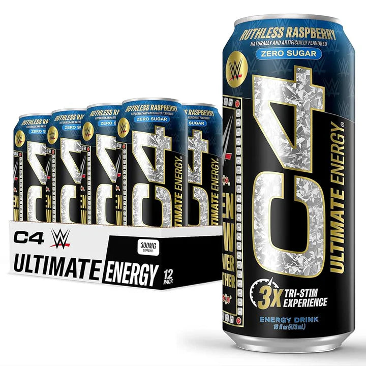 C4 Ultimate WWE Ruthless Raspberry 473ml DAMAGED CAN