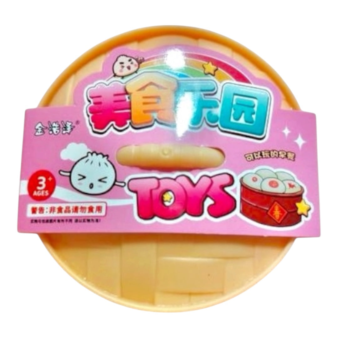 Chinese Food Paradise Squishy Bun Toy in Steamer Basket