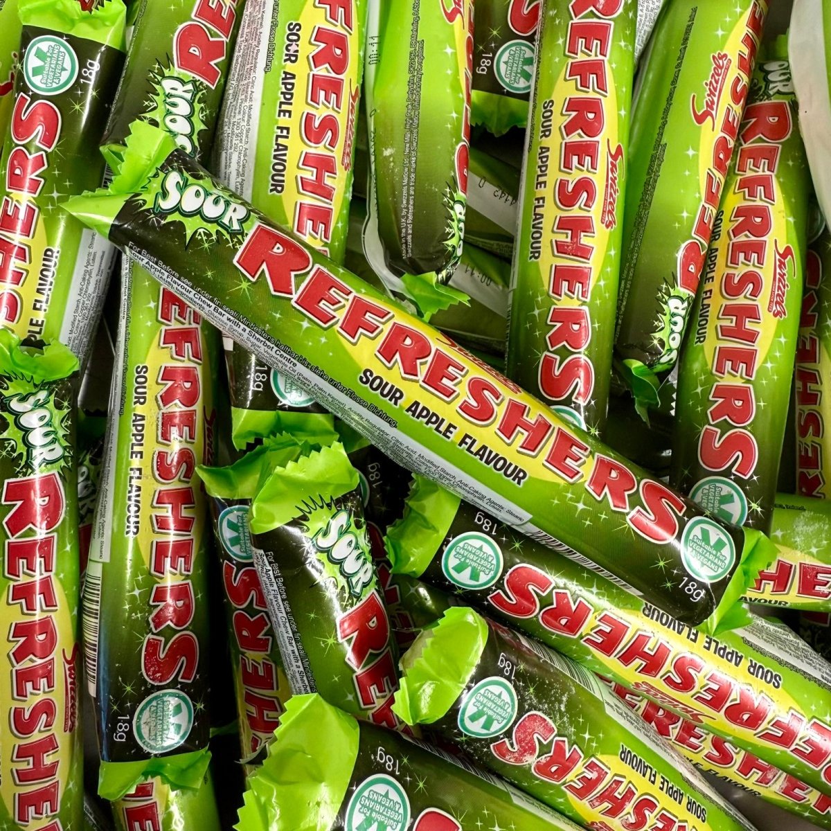 Freeze Dried Sour Apple Refreshers Chew Bar 3 Bars