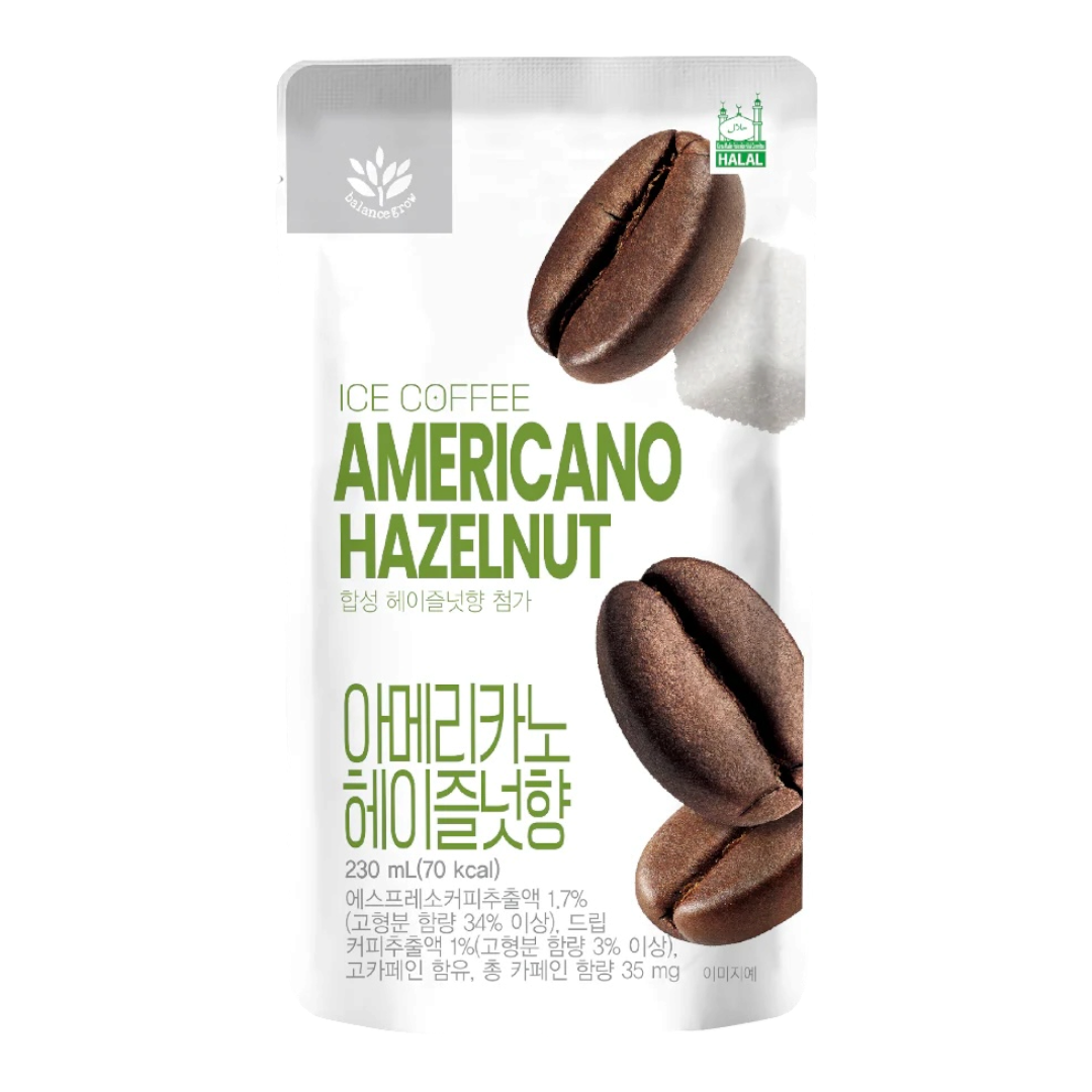 Ice Coffee Americano Hazelnut 230ml - Halal certified Korean iced coffee pouch