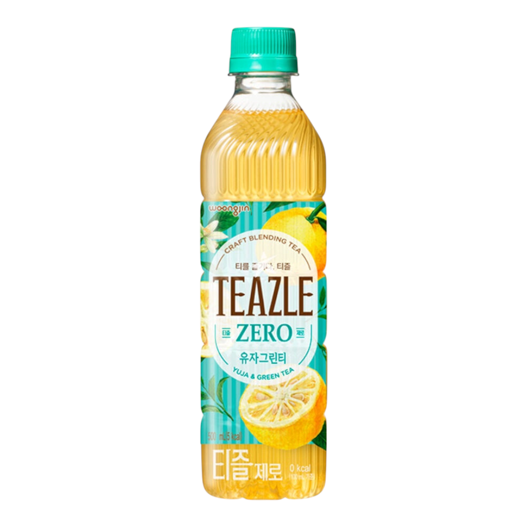 Woongjin Teazle Zero Yuja &amp; Green Tea 500ml bottle