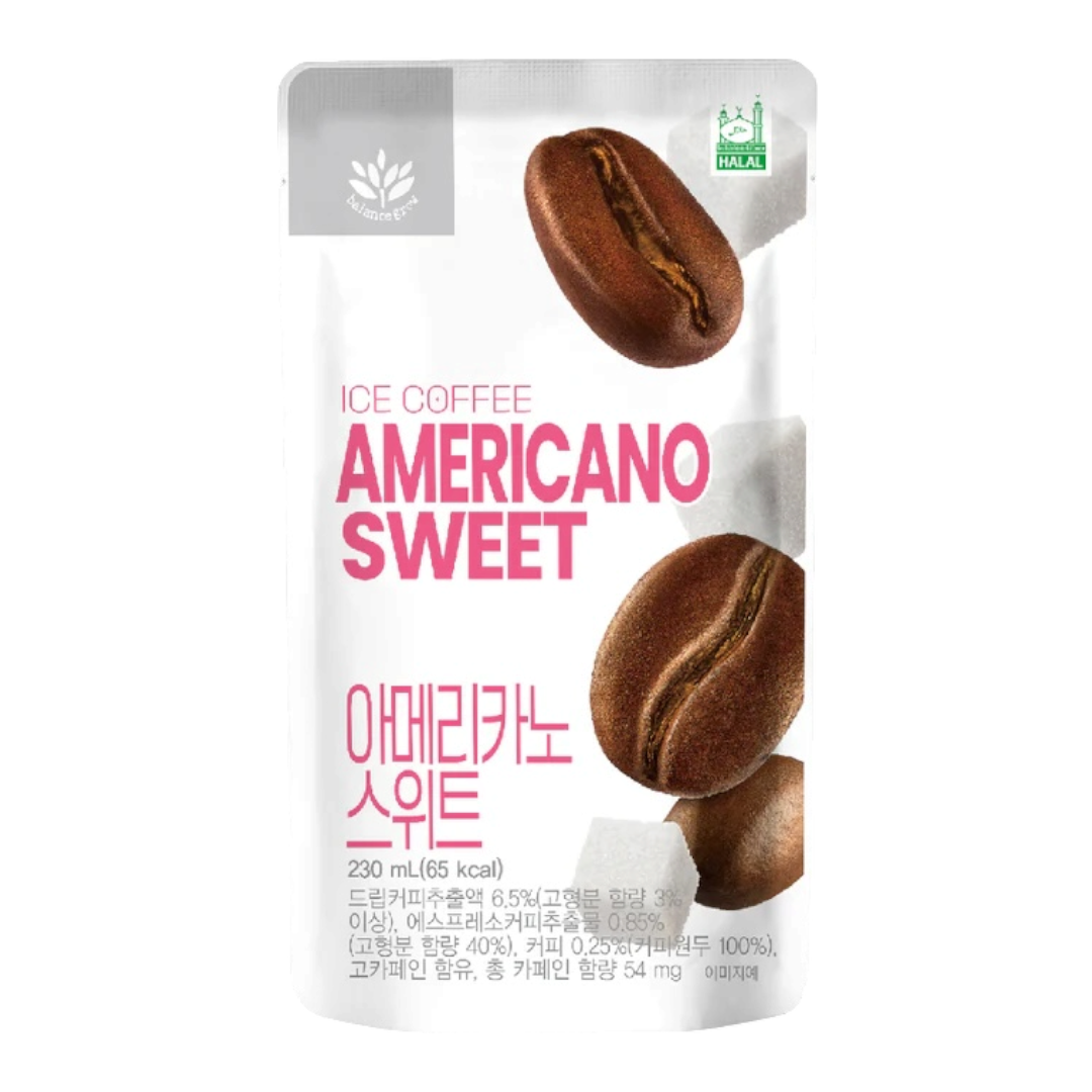 Ice Coffee Americano Sweet 230ml - Halal certified Korean iced coffee pouch
